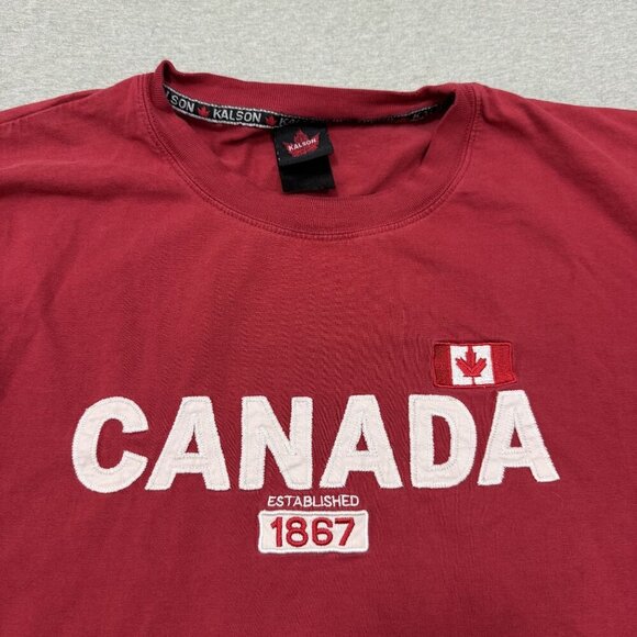 Kalson Canada Long Sleeve T-Shirt 1867 Mens Size XL Red & White Striped - Picture 2 of 6